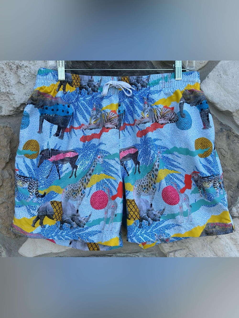 Chubbies Swim Trunks Size Large 5.5" Inseam Colorful Fun Novelty Safari Print